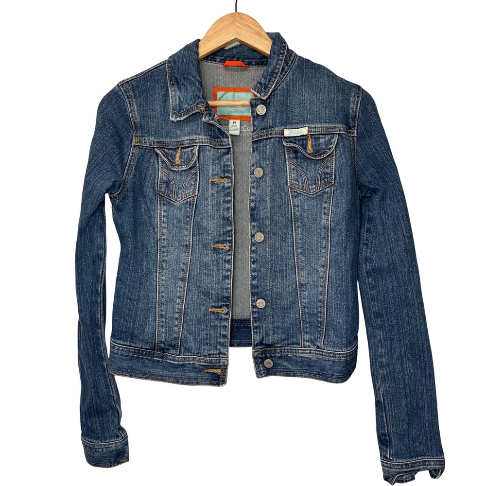 Hollister Co‎ Stretch Denim Jean Jacket Medium Blue Wash Classic Trucker Y2K